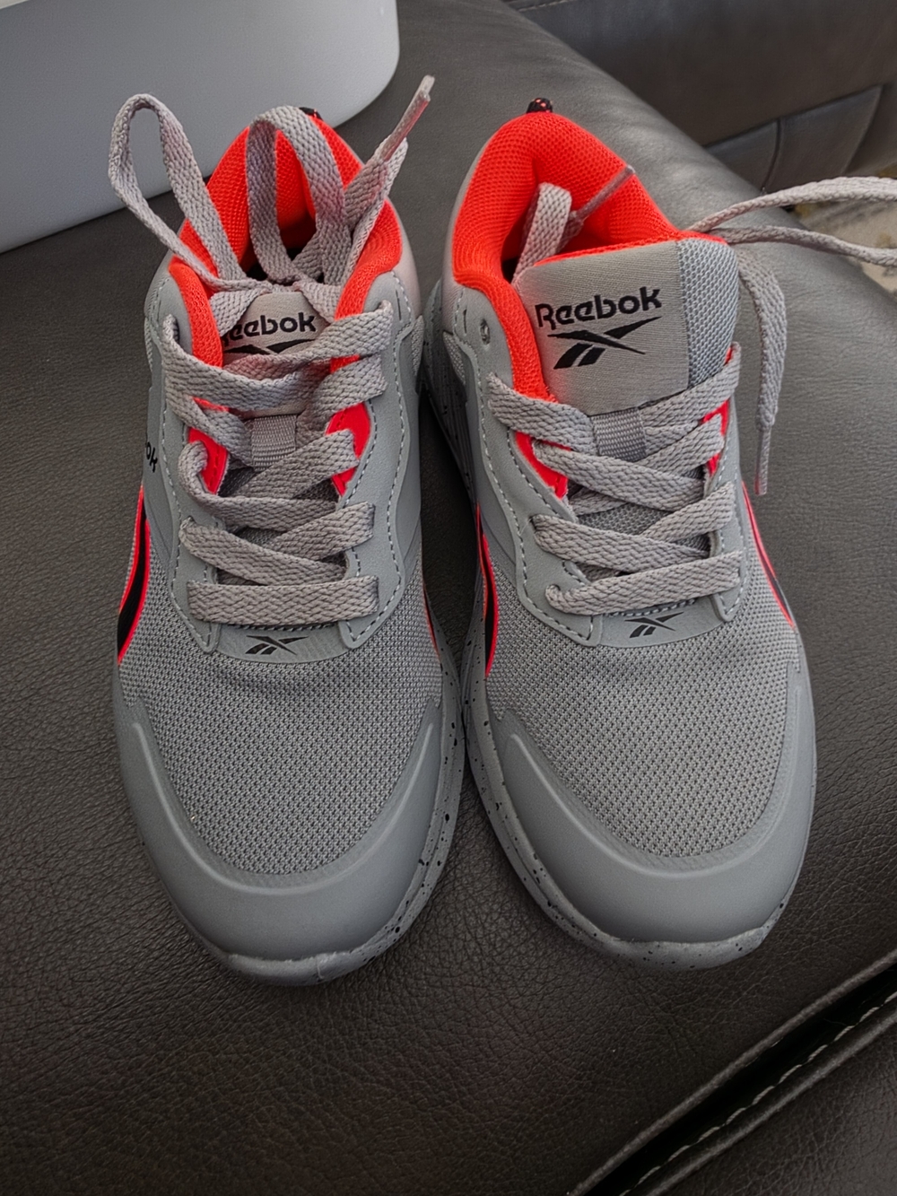 Reebok Kids' Gray and Neon Orange Athletic Sneakers